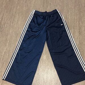 Adidas Dark Blue Track Pants with White Stripes